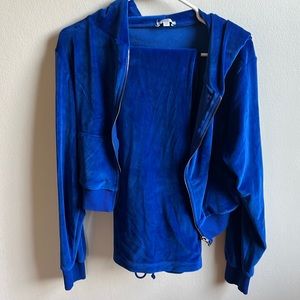 Subdued blue velvet track suit size S